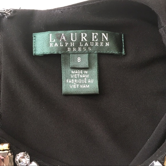 Lauren Ralph Lauren Black Dress Sz 8 Bead neckline - Picture 7 of 8